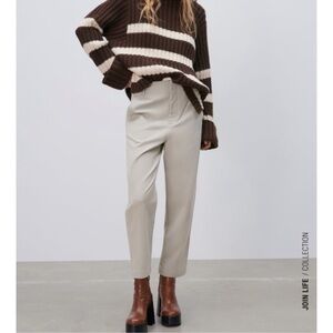 Zara Cream Cropped Ankle Pants Tailored Fit